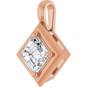 10K Rose Gold 5 mm Asscher Charm/Pendant Mounting – image 3