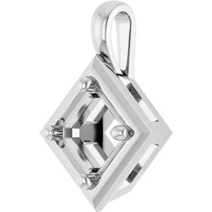 14K X1 White Gold 5 mm Asscher Charm/Pendant Mounting – image 4