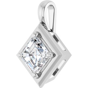 14K X1 White Gold 5 mm Asscher Charm/Pendant Mounting – image 3