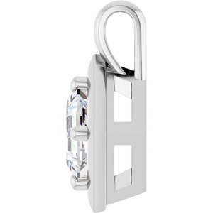 18K White Gold 5 mm Asscher Charm/Pendant Mounting – image 5