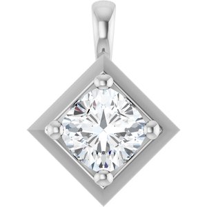 10K White Gold 6 mm Cushion Charm/Pendant Mounting
