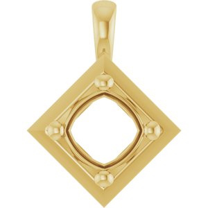 18K Yellow Gold 6 mm Cushion Charm/Pendant Mounting – image 2