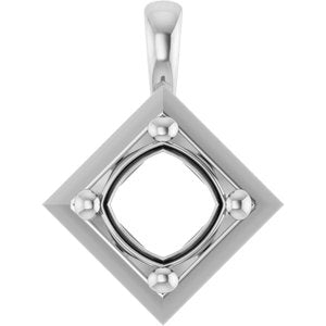 18K White Gold 6 mm Cushion Charm/Pendant Mounting – image 2