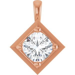 14K Rose Gold 6 mm Cushion Charm/Pendant Mounting