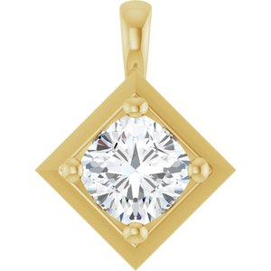 14K Yellow Gold 6 mm Cushion Charm/Pendant Mounting