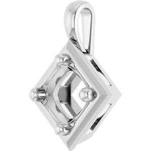 18K White Gold 6 mm Cushion Charm/Pendant Mounting – image 4