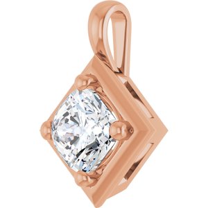 18K Rose Gold 6 mm Cushion Charm/Pendant Mounting – image 3