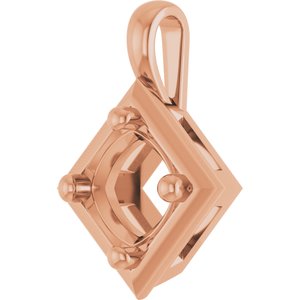 18K Rose Gold 6 mm Cushion Charm/Pendant Mounting – image 4