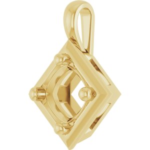 14K Yellow Gold 6 mm Cushion Charm/Pendant Mounting – image 4