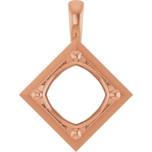 18K Rose Gold 11 mm Cushion Charm/Pendant Mounting – image 2