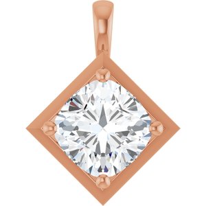 18K Rose Gold 11 mm Cushion Charm/Pendant Mounting