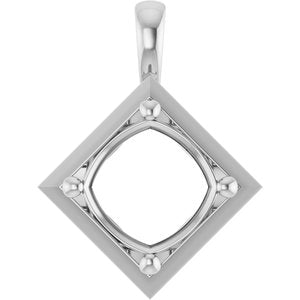 Sterling Silver 11 mm Cushion Charm/Pendant Mounting – image 2
