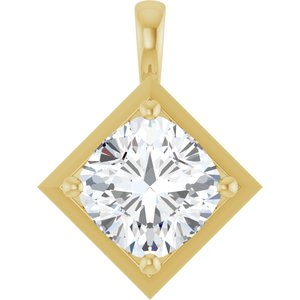 18K Yellow Gold 11 mm Cushion Charm/Pendant Mounting