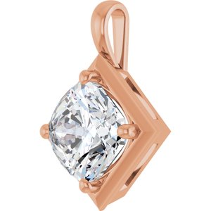 18K Rose Gold 11 mm Cushion Charm/Pendant Mounting – image 3