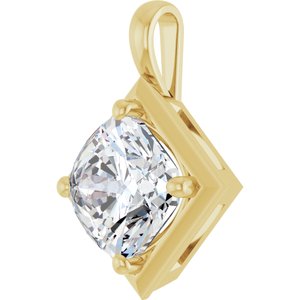 18K Yellow Gold 11 mm Cushion Charm/Pendant Mounting – image 3