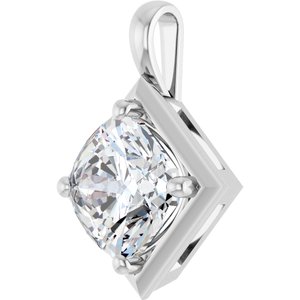 10K White Gold 11 mm Cushion Charm/Pendant Mounting – image 3