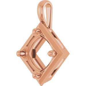 18K Rose Gold 11 mm Cushion Charm/Pendant Mounting – image 4