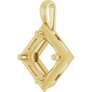 18K Yellow Gold 11 mm Cushion Charm/Pendant Mounting – image 4