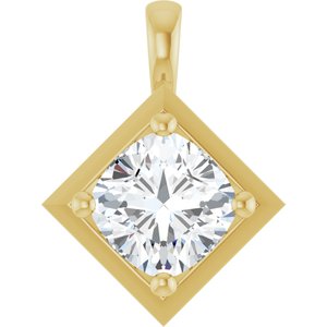 14K Yellow Gold 8 mm Cushion Charm/Pendant Mounting