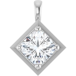 18K White Gold 8 mm Cushion Charm/Pendant Mounting