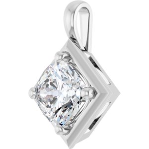 10K White Gold 8 mm Cushion Charm/Pendant Mounting – image 3