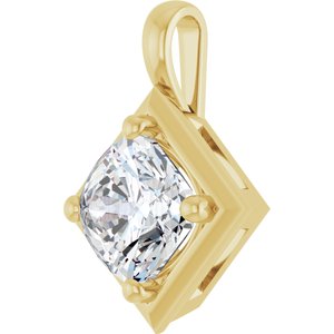 14K Yellow Gold 8 mm Cushion Charm/Pendant Mounting – image 3