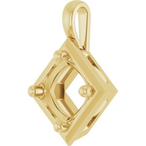18K Yellow Gold 8 mm Cushion Charm/Pendant Mounting – image 4