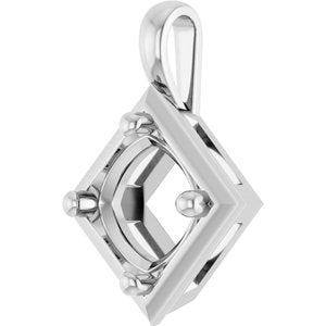 Platinum 8 mm Cushion Charm/Pendant Mounting – image 4