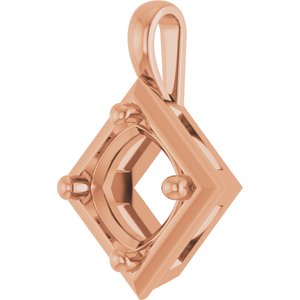 10K Rose Gold 8 mm Cushion Charm/Pendant Mounting – image 4