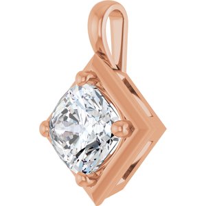 10K Rose Gold 8 mm Cushion Charm/Pendant Mounting – image 3