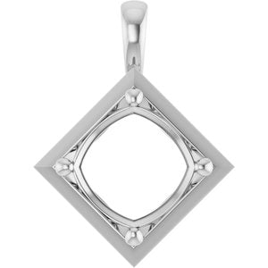 Sterling Silver 12 mm Cushion Charm/Pendant Mounting – image 2