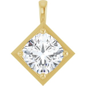 18K Yellow Gold 12 mm Cushion Charm/Pendant Mounting