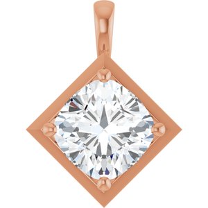 10K Rose Gold 12 mm Cushion Charm/Pendant Mounting