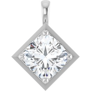 14K White Gold 12 mm Cushion Charm/Pendant Mounting