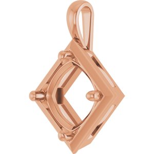 10K Rose Gold 12 mm Cushion Charm/Pendant Mounting – image 4