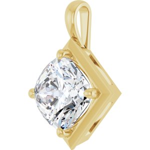 18K Yellow Gold 12 mm Cushion Charm/Pendant Mounting – image 3