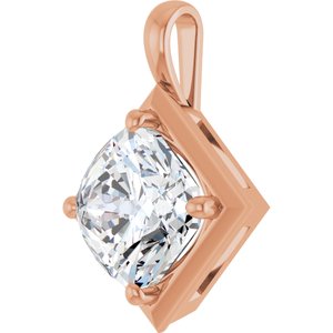 10K Rose Gold 12 mm Cushion Charm/Pendant Mounting – image 3