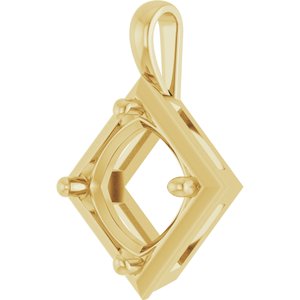 18K Yellow Gold 12 mm Cushion Charm/Pendant Mounting – image 4