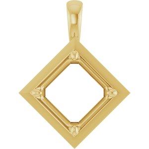 10K Yellow Gold 10 mm Asscher Charm/Pendant Mounting – image 2