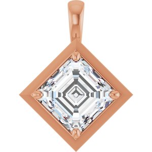 14K Rose Gold 10 mm Asscher Charm/Pendant Mounting