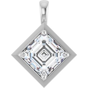 Platinum 10 mm Asscher Charm/Pendant Mounting