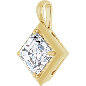 10K Yellow Gold 10 mm Asscher Charm/Pendant Mounting – image 3