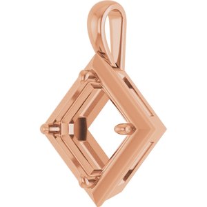 14K Rose Gold 10 mm Asscher Charm/Pendant Mounting – image 4