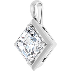 18K White Gold 10 mm Asscher Charm/Pendant Mounting – image 3