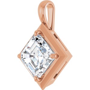 18K Rose Gold 10 mm Asscher Charm/Pendant Mounting – image 3