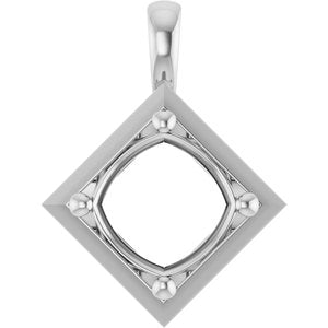 14K X1 White Gold 10 mm Cushion Charm/Pendant Mounting – image 2
