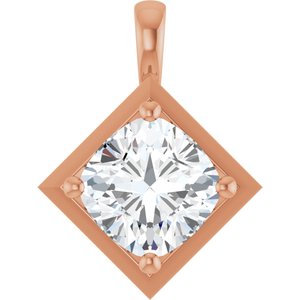 18K Rose Gold 10 mm Cushion Charm/Pendant Mounting