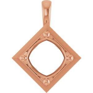 14K Rose Gold 10 mm Cushion Charm/Pendant Mounting – image 2