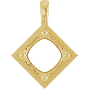 14K Yellow Gold 10 mm Cushion Charm/Pendant Mounting – image 2