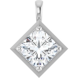 10K White Gold 10 mm Cushion Charm/Pendant Mounting